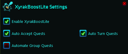 Settings window