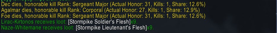 Modified honor gain messages