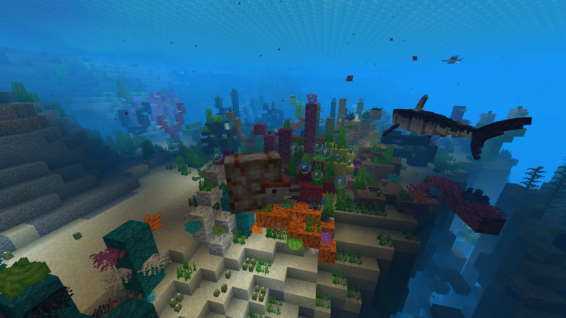 Enjoy the Update Aquatic but wish for more? This pack is for you! Introducing livelier Coral Reefs, Nautilus', Sharks, Jellyfish and more!
