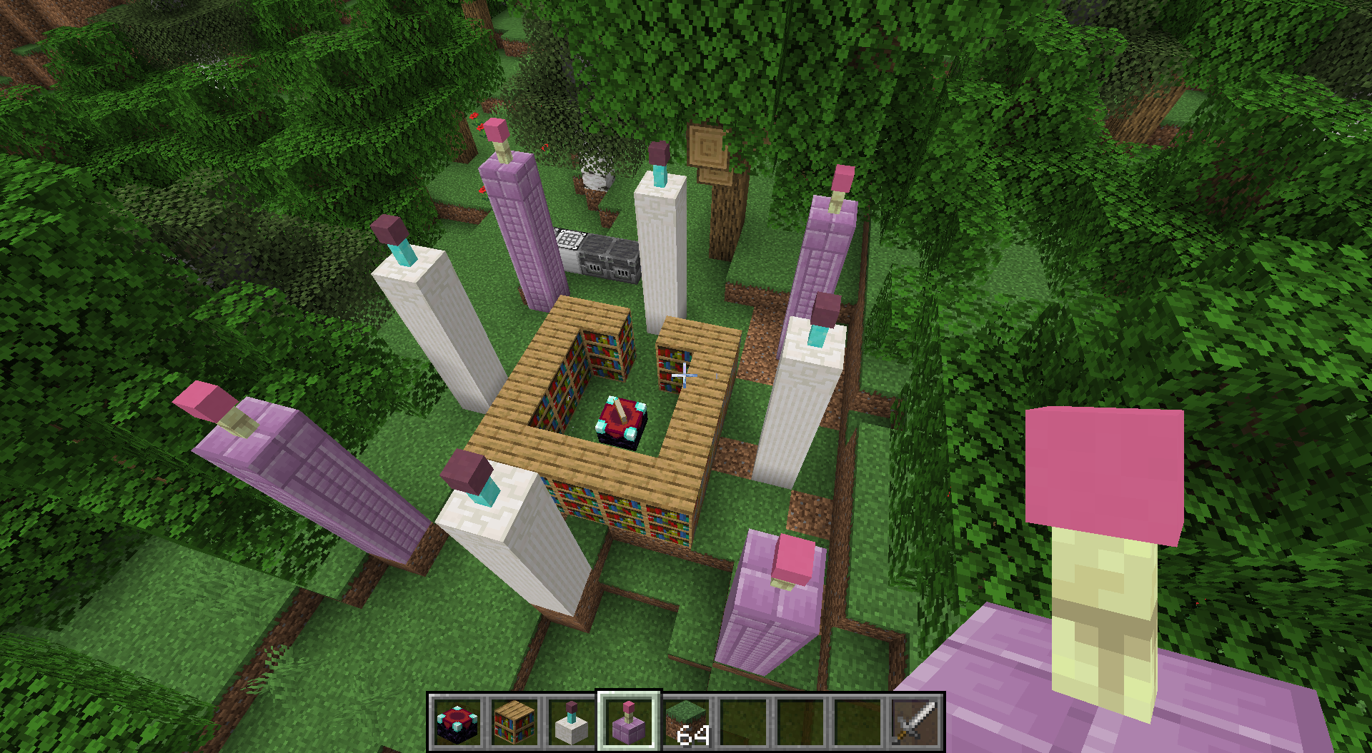 An enchanting table with four orthogonal pylons and four diagonal pylons.
