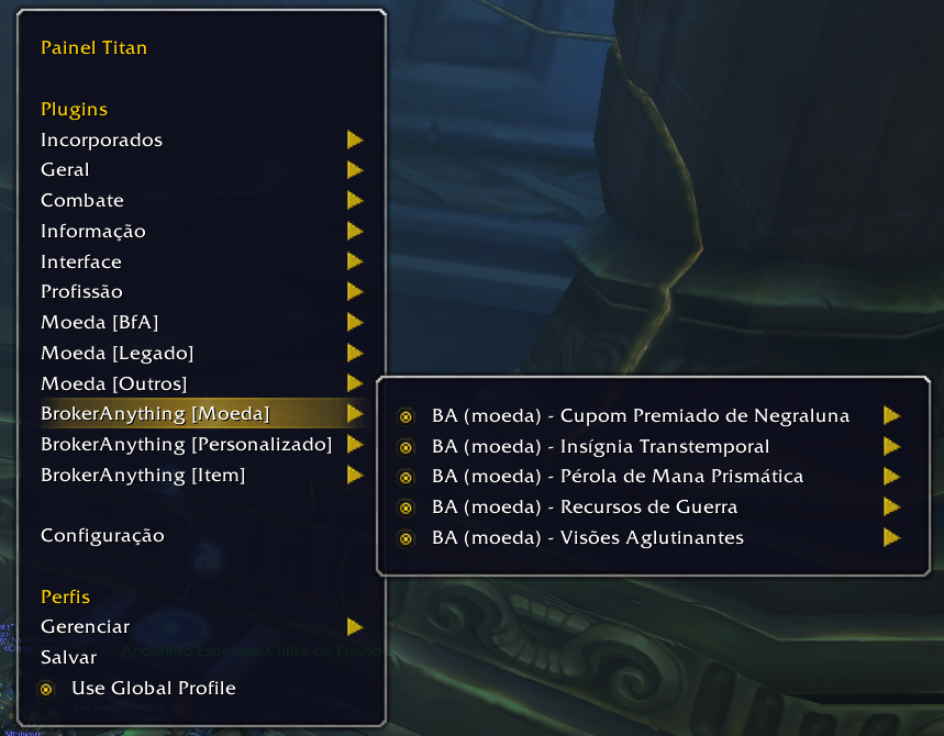 TitanPanel Menu