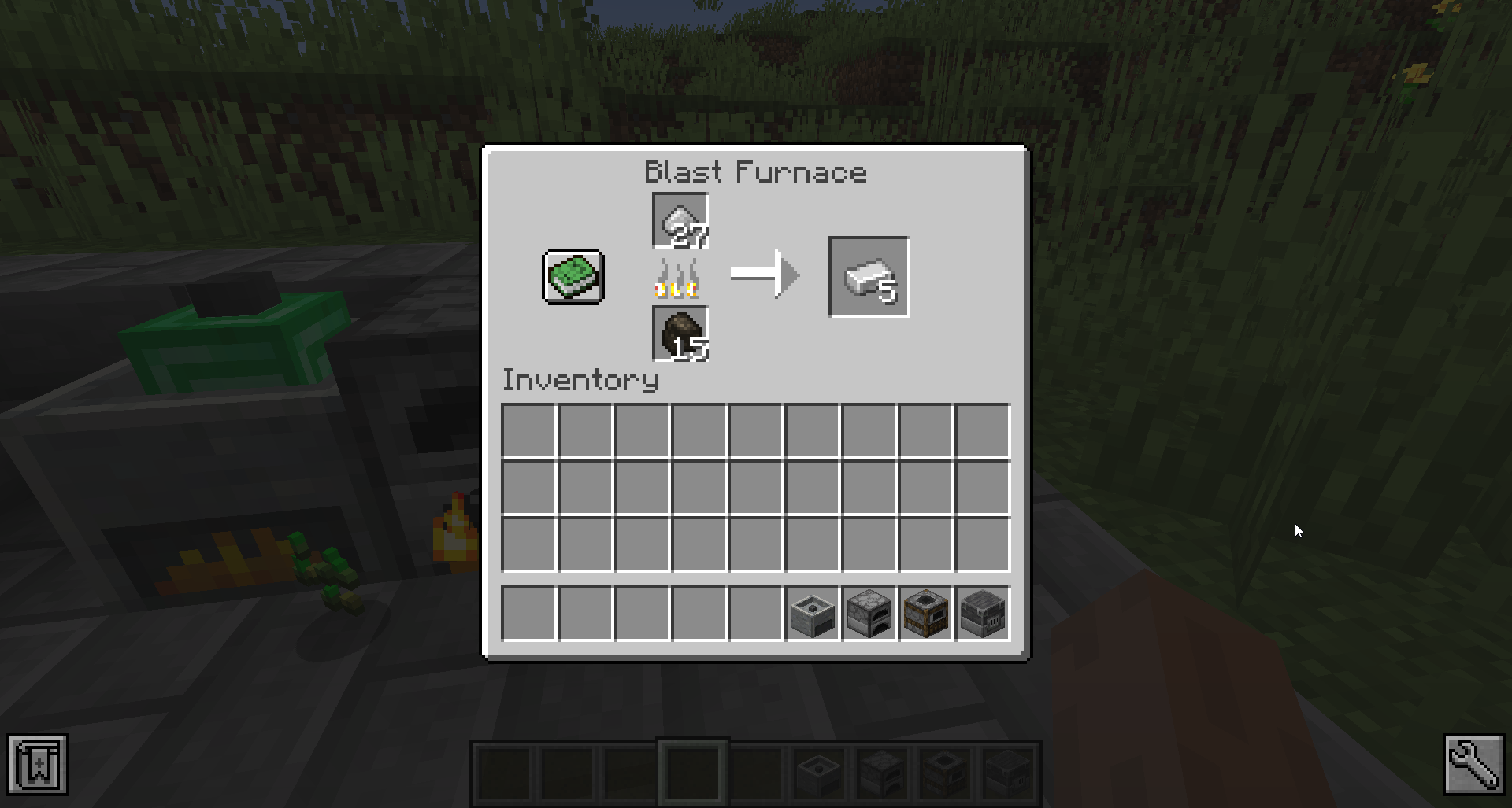 Blast Furnace converting Iron Dust to Iron Ingots