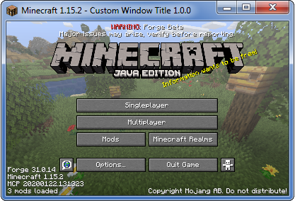 Custom Window Title Mods Minecraft Curseforge