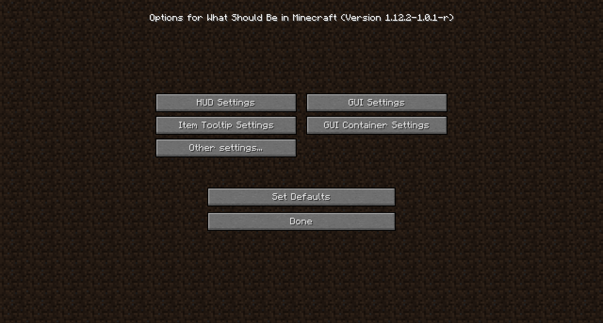 Options Menu (Pre WSBIM 1.2)