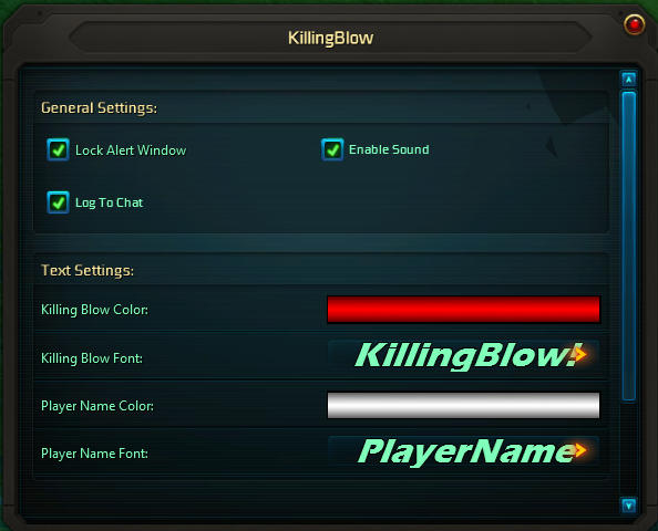 Killing Blow Menu