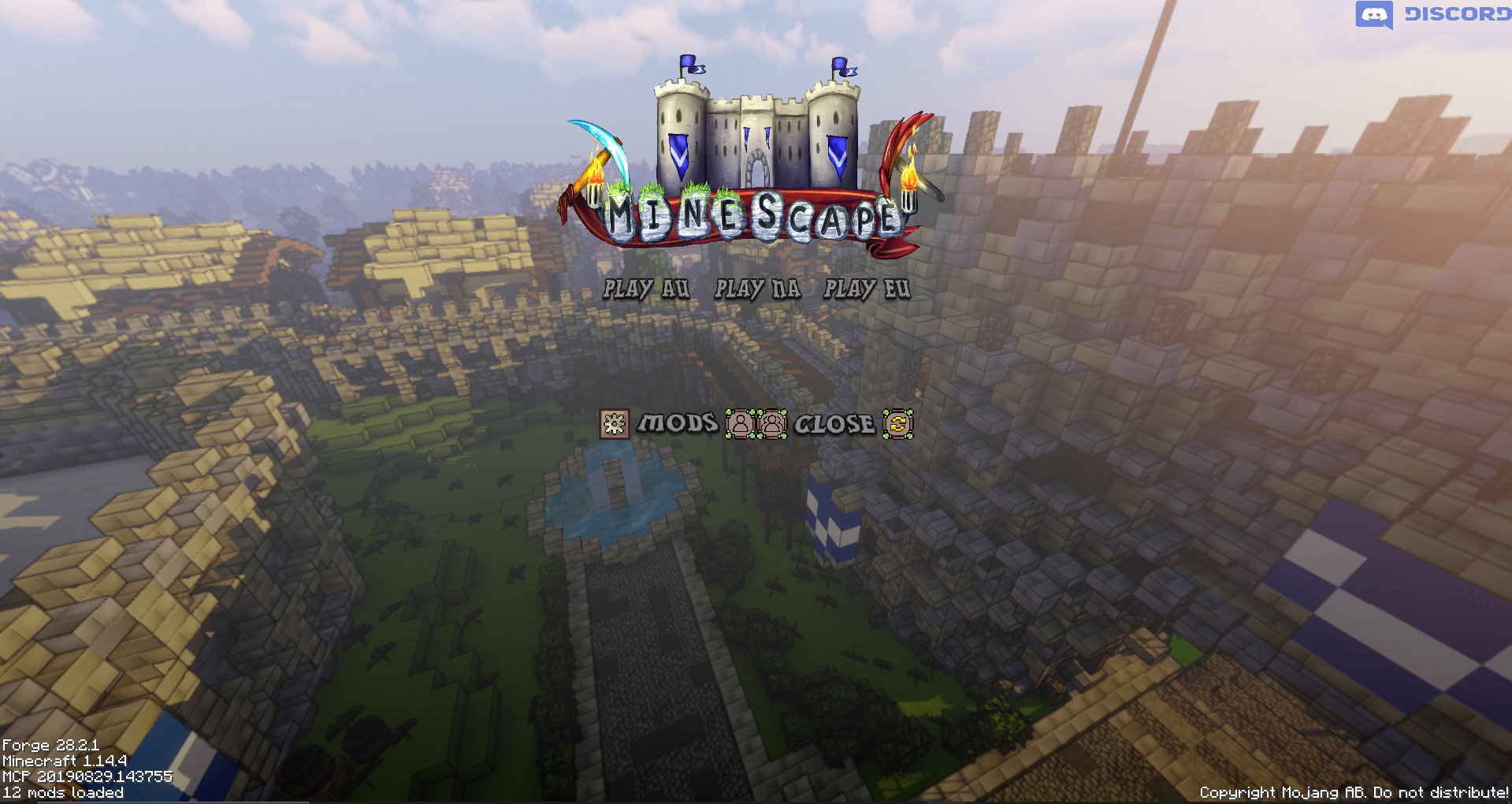 The custom main menu for this pack