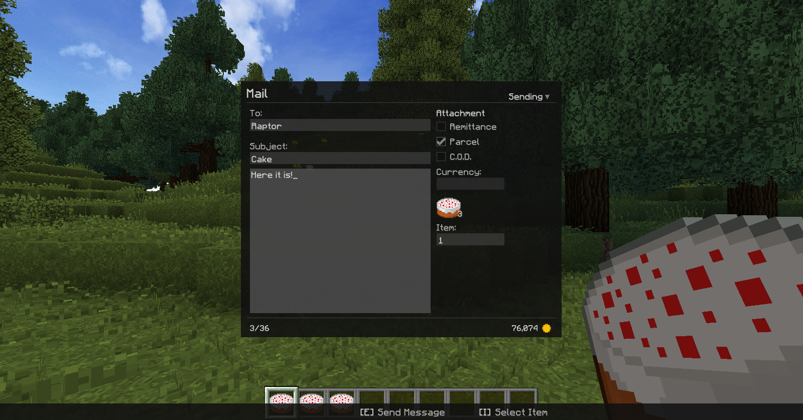 Mail Menu: Sending