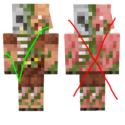 Comparison of zombified texture pack vs vanilla zombified piglin