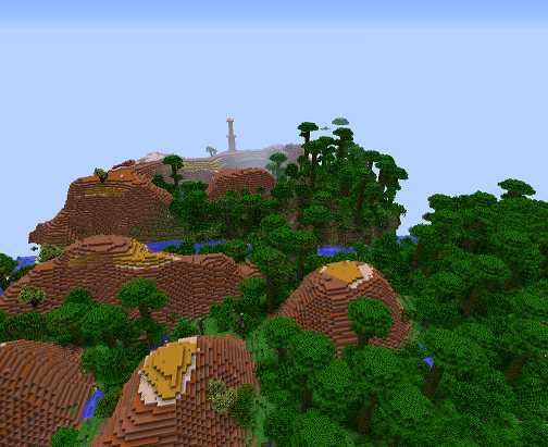 A mesa/jungle, one of several unique places to live on the map.