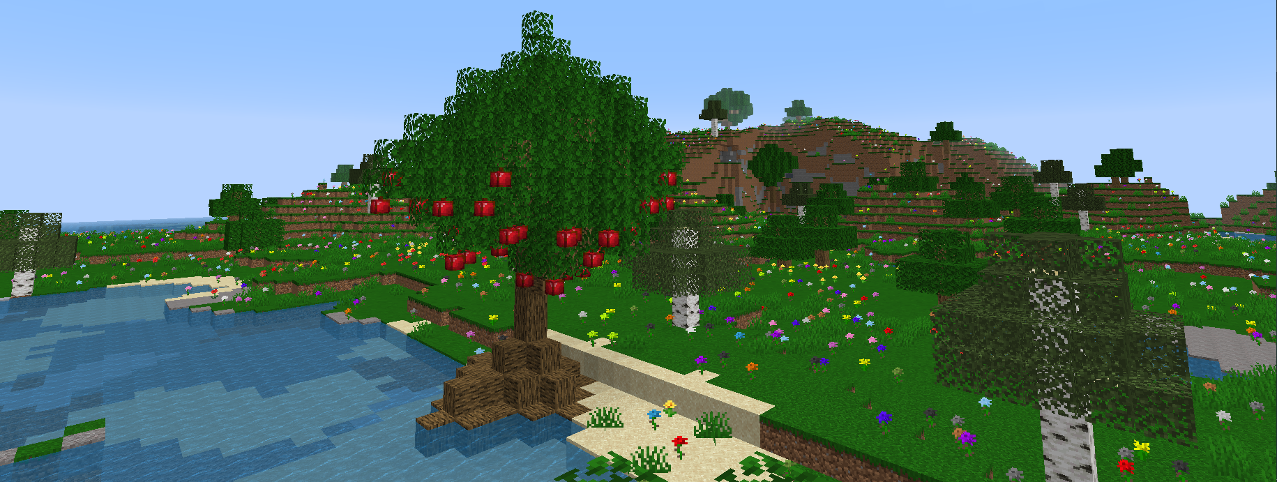 a spawned apple tree at water