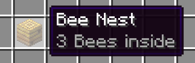 This shows the mod working and it displays that 3 bees are inside of the bee nest.