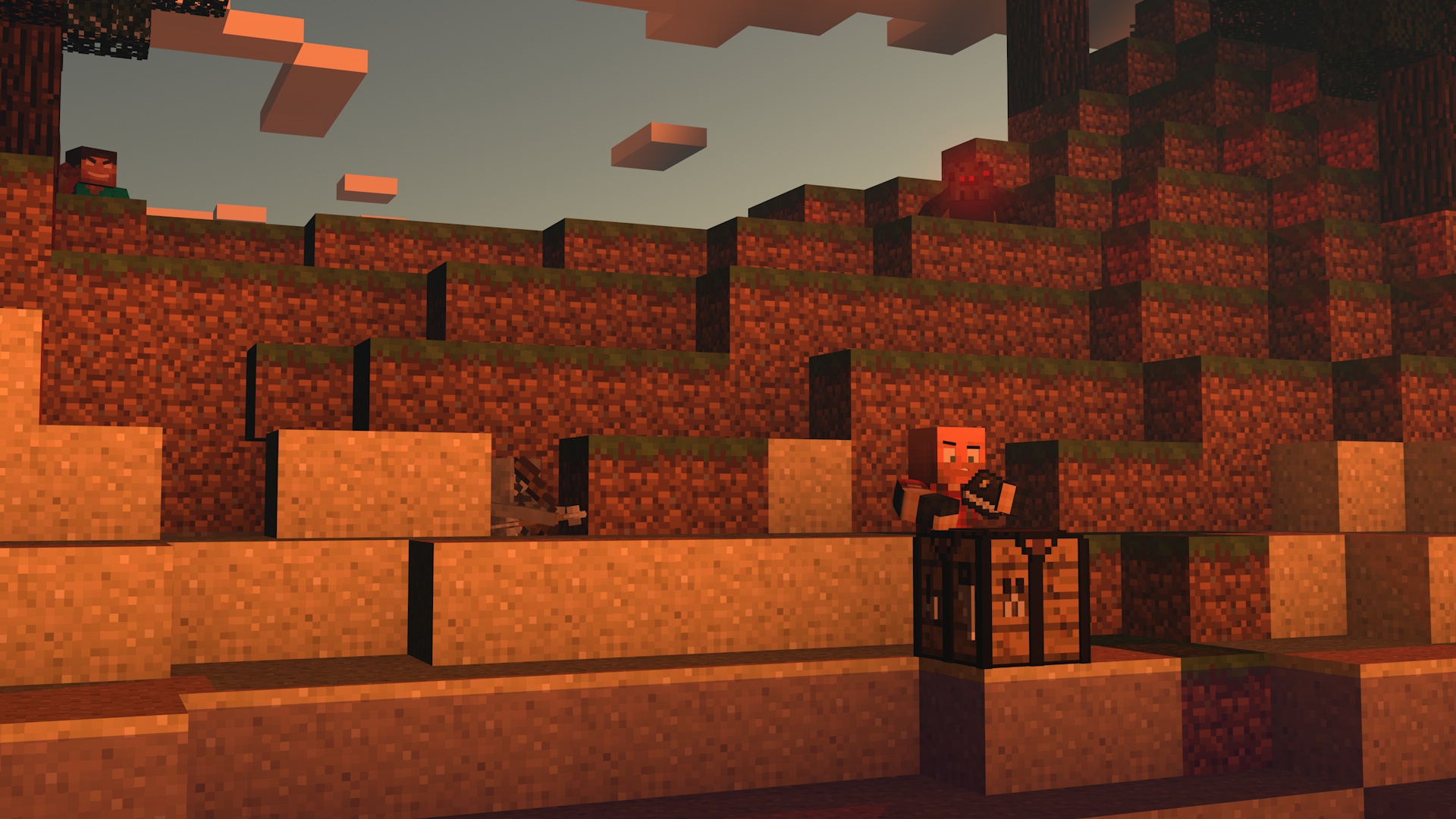 This is NOT in minecraft. The dungeon was exported as 3D Object, and then imported and rendered with cinema4d!