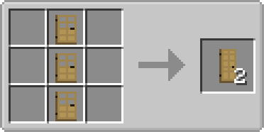 Animated Recipies - Put 3 vanilla doors of the same material in a crafting table vertically.