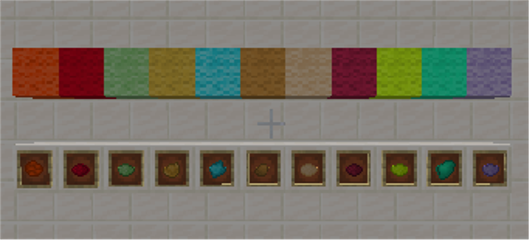 Wool block and dye items ingame