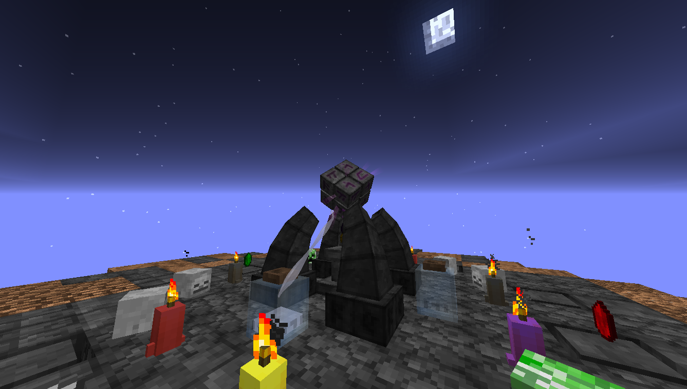 A setup for infusion crafting in Thaumcraft