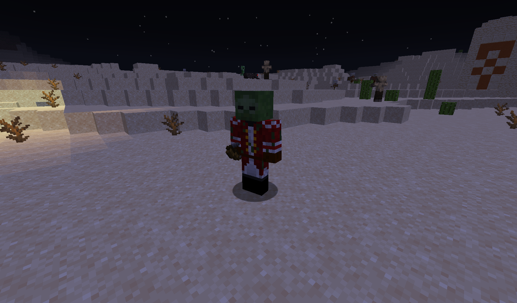 He shoots his musket at you! He spawns in most biomes.
