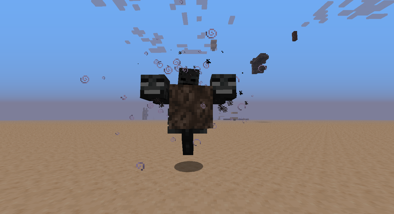 The wither replaces the blocks with his body parts