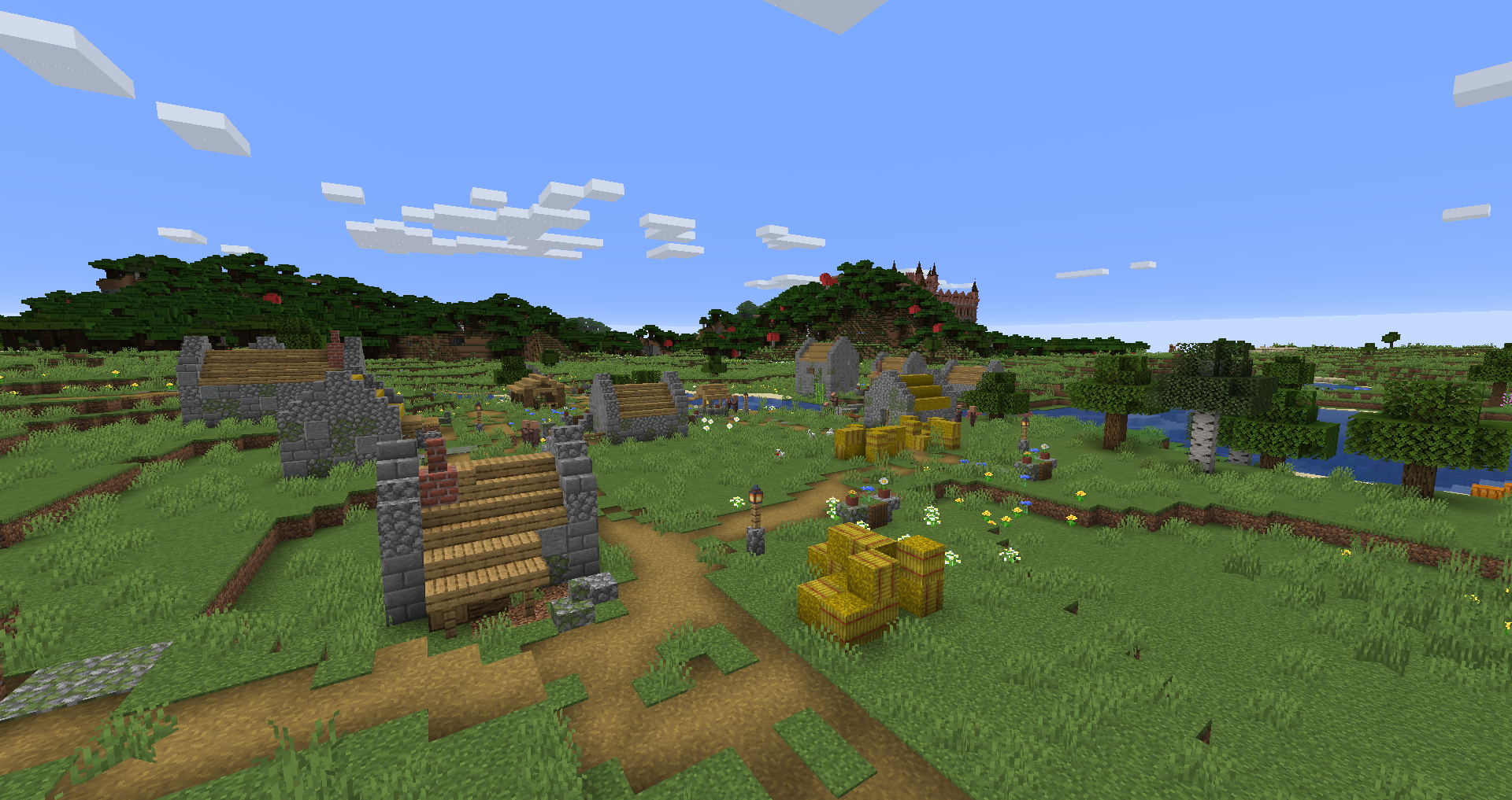 Plains village with Woodland Mansion in the background