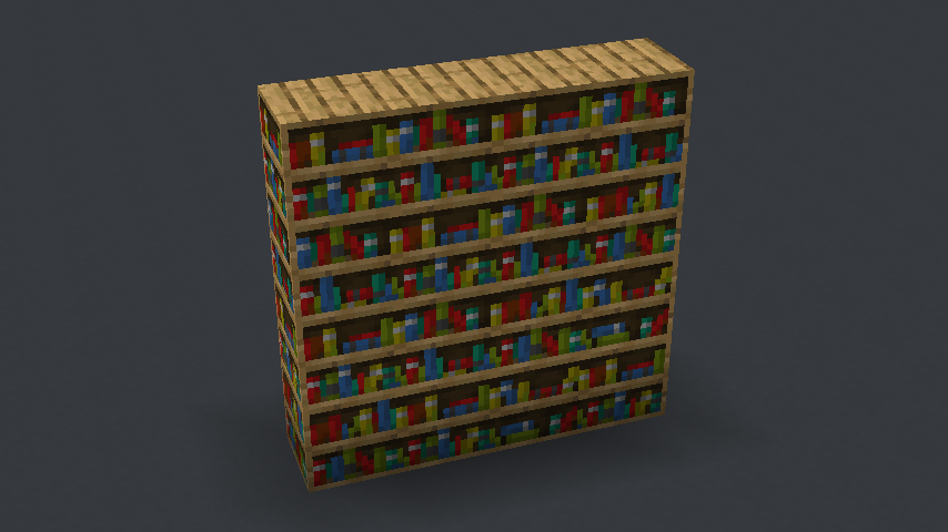 Randomized bookshelves.