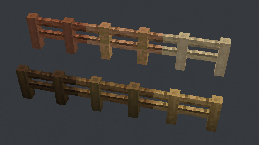 I gave the fence posts a stripped log texture.