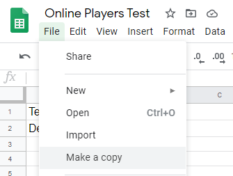 Example Spreadsheet: Make a copy