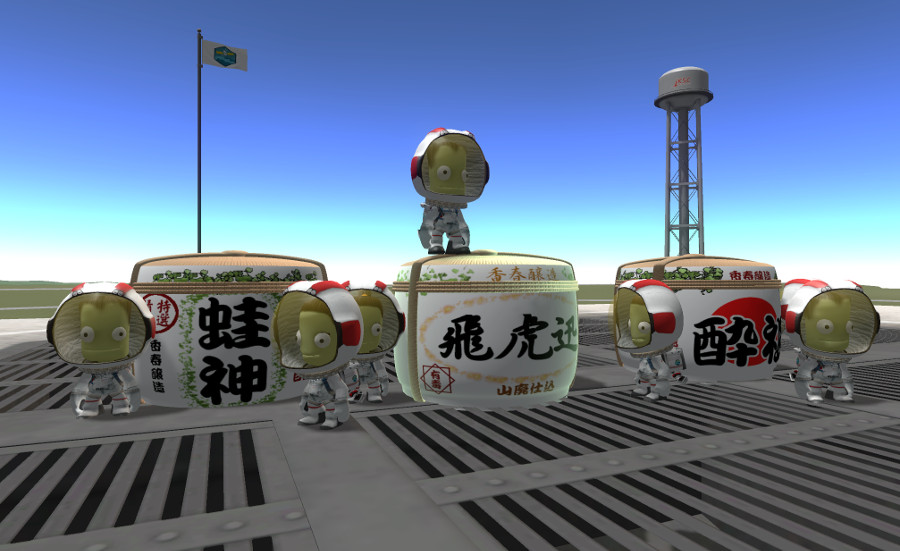 Kerbals celebrating a new year party with sake