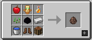 1. row: Apple / Totem of Undying / Honey Bottle; 2. row: Seeds / Dragon Egg / Iron Ingot; 3. row: Water Bucket / Leather Boots / Crafting Table