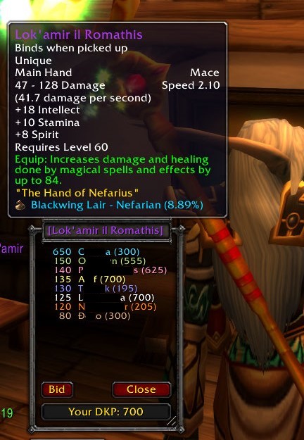 Bid window and item tooltip.