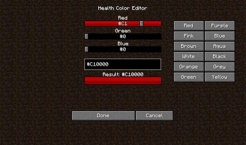 Health Color Setting