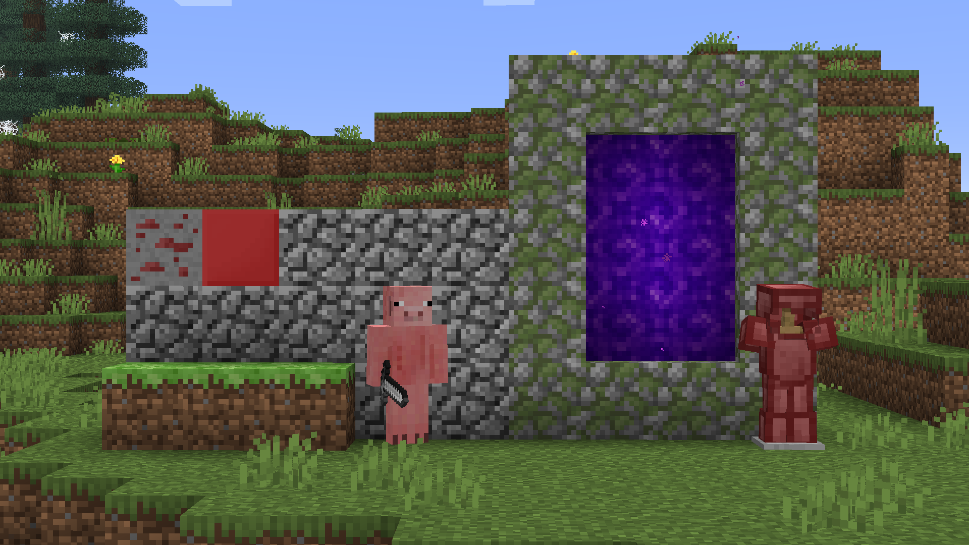 All added blocks, and the portal!