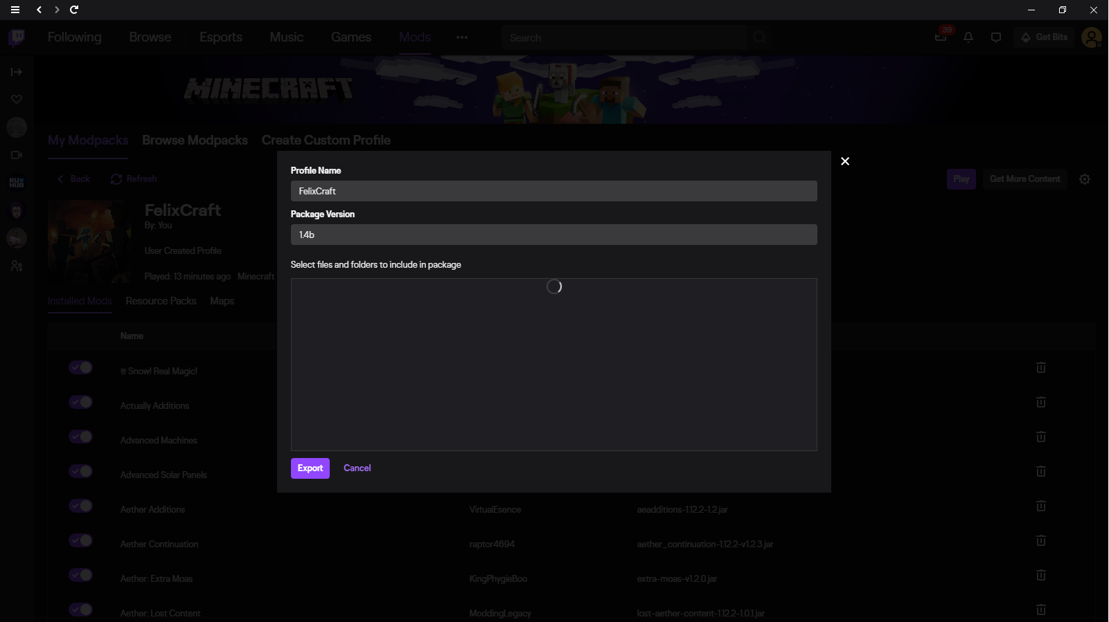 twitch launcher modpack wont launch with minecraft open