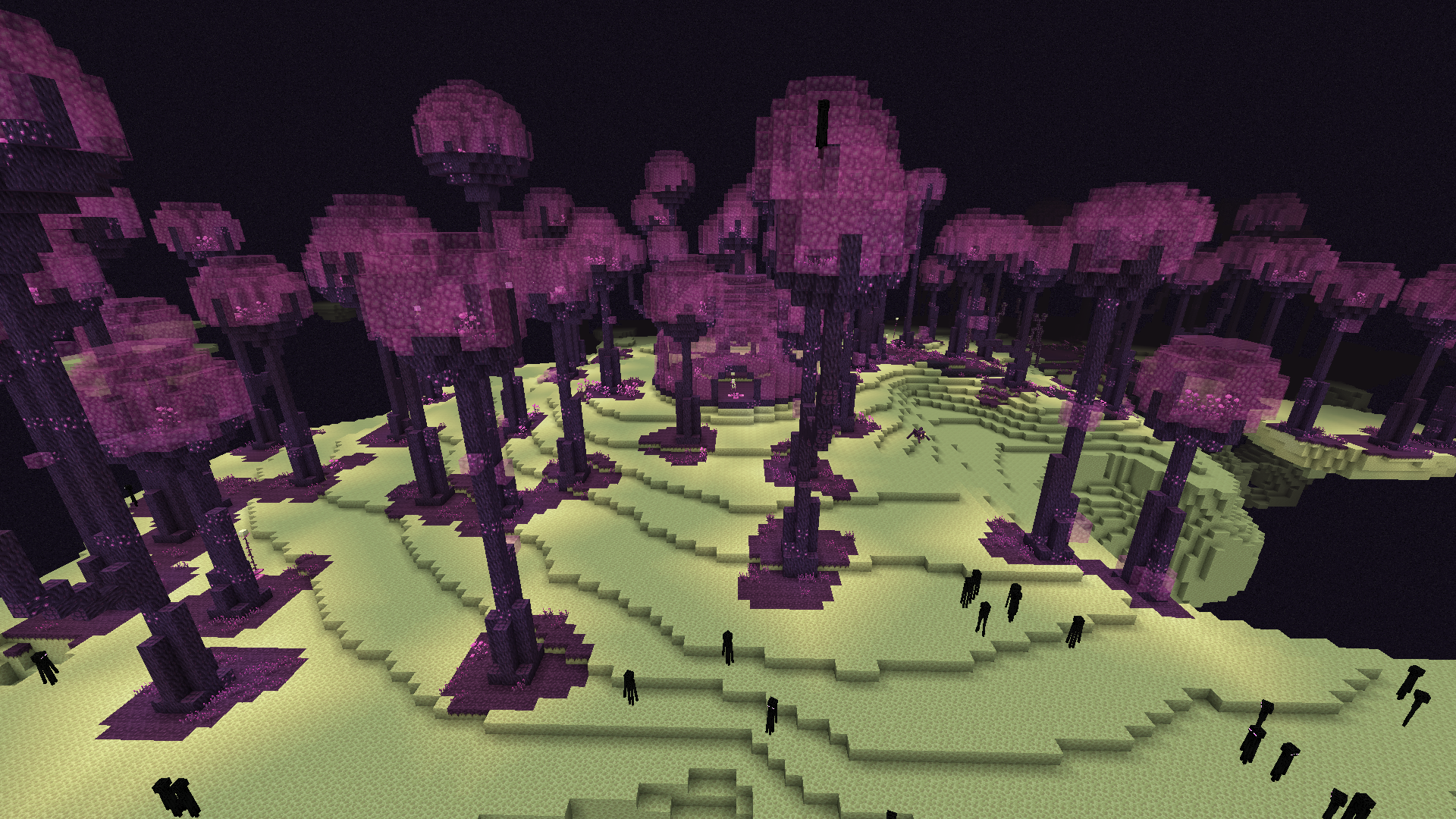 A glimpse into the poise forest added by the Endergetic Expansion mod