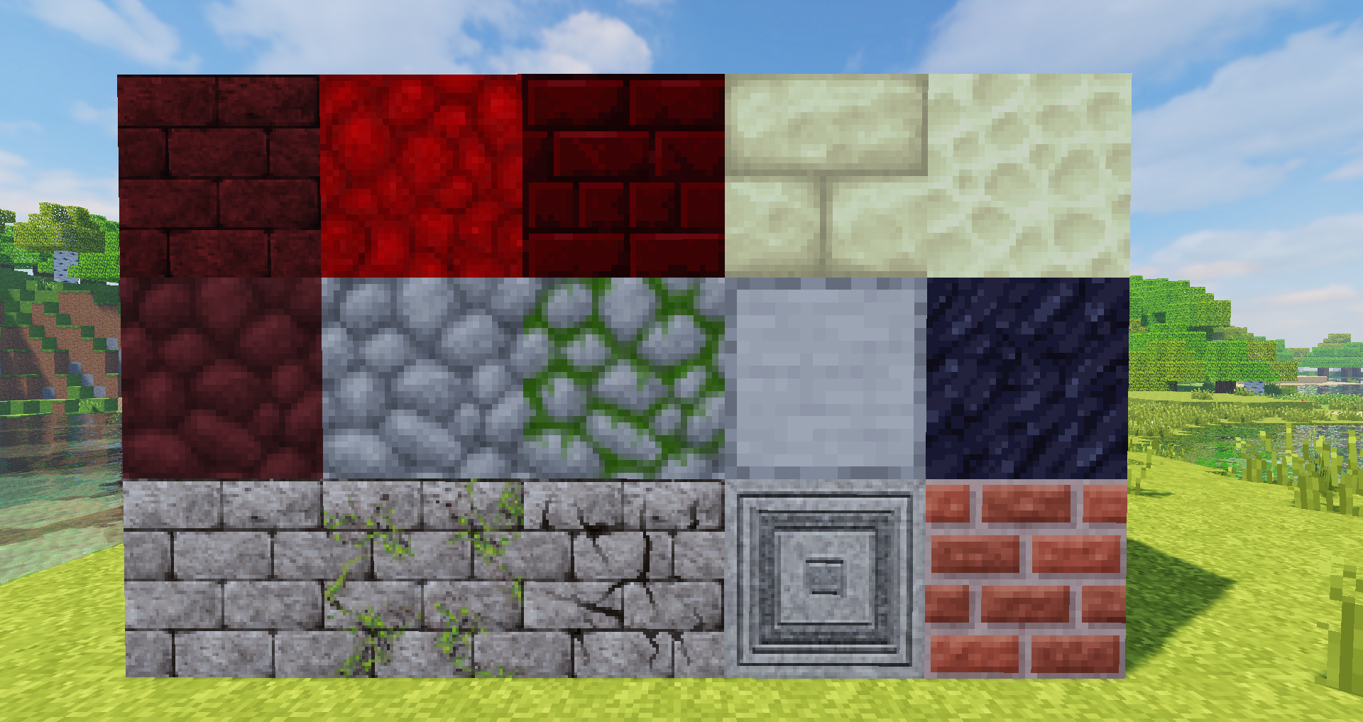 some bricks and minecraft blocks