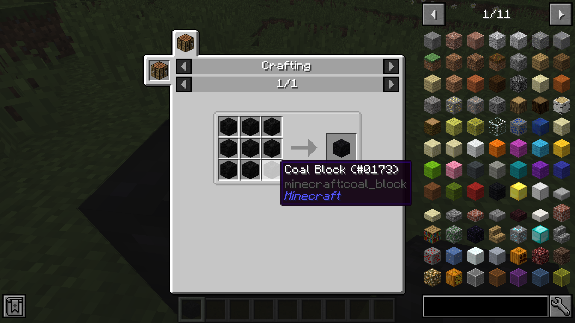 Crafting a compressed coal block #1