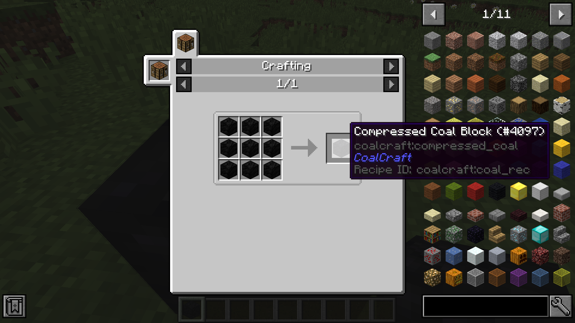 Crafting a compressed coal block #2