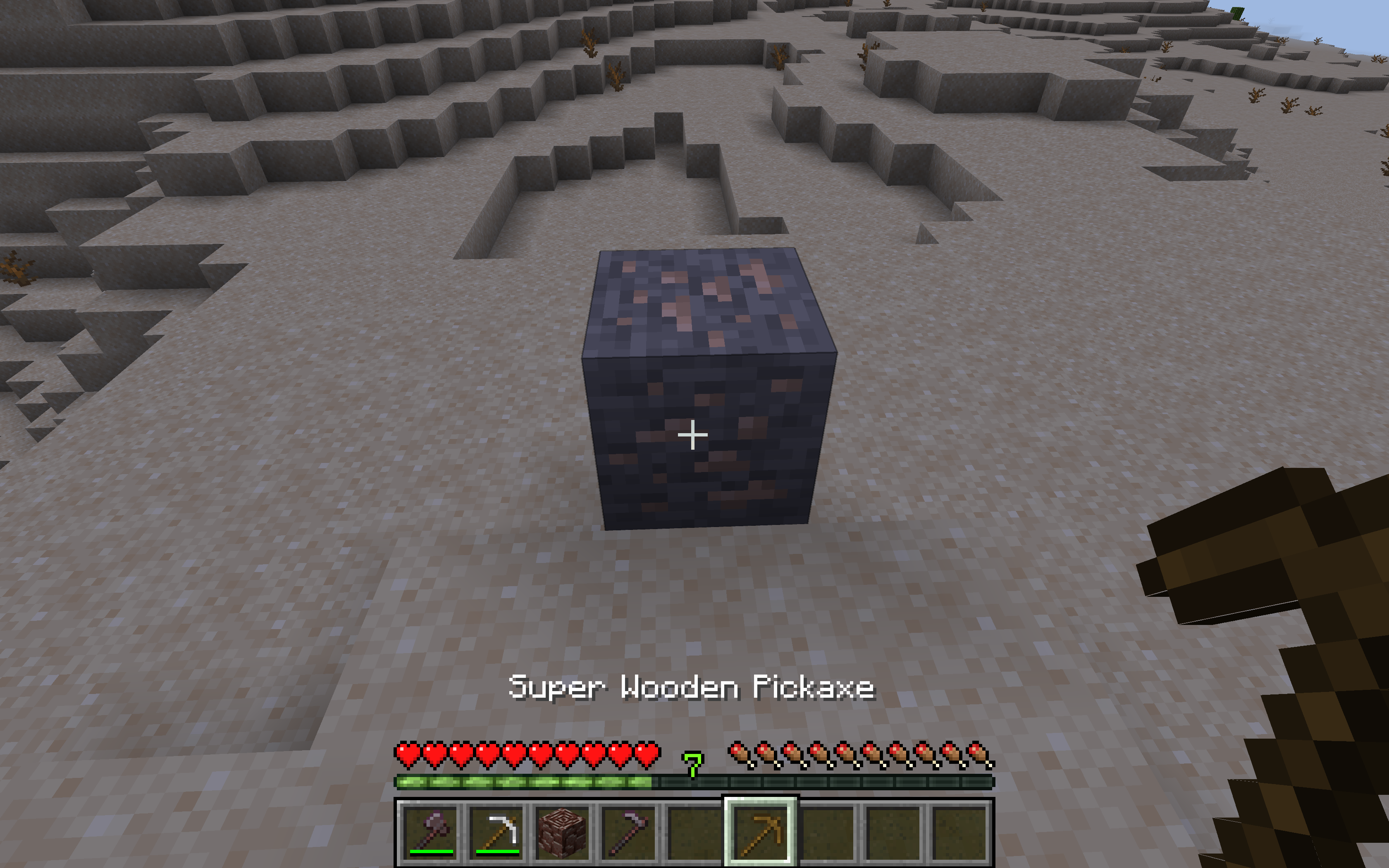 Mining Iron Ore with Super Wooden Pickaxe