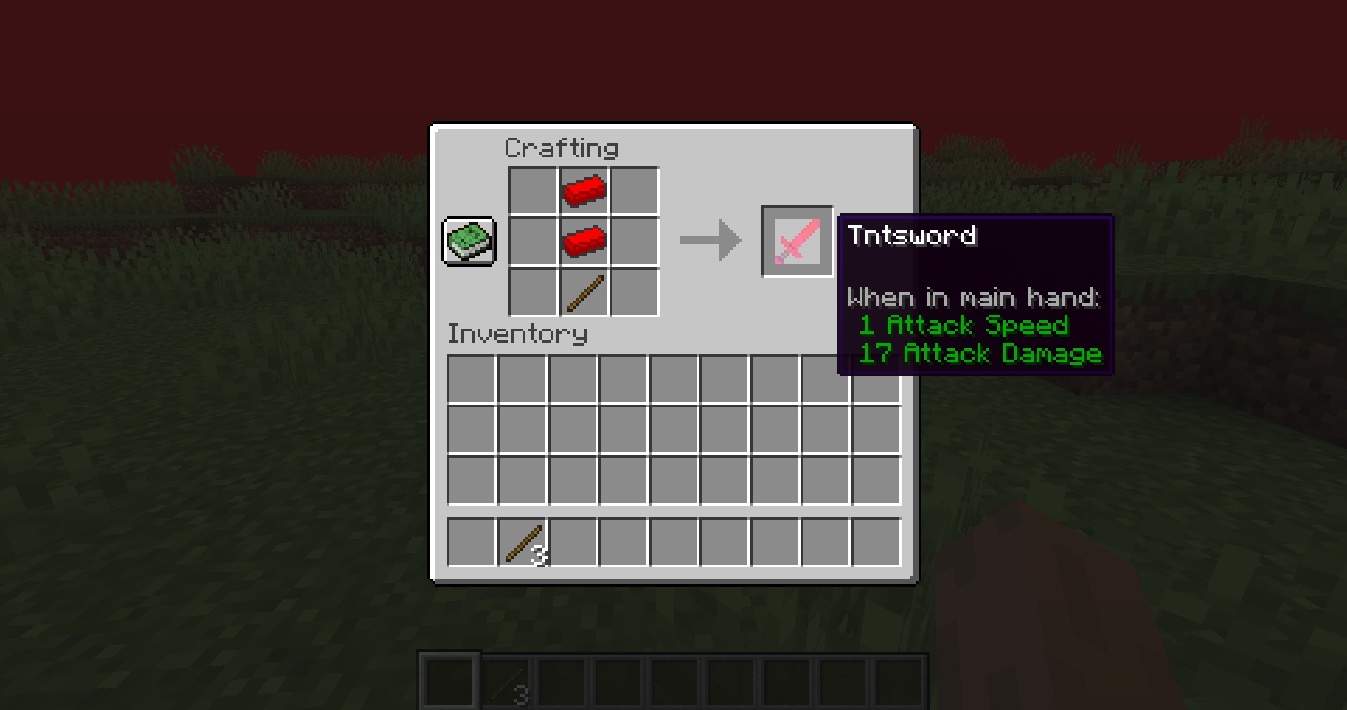 The tnt sword recipe