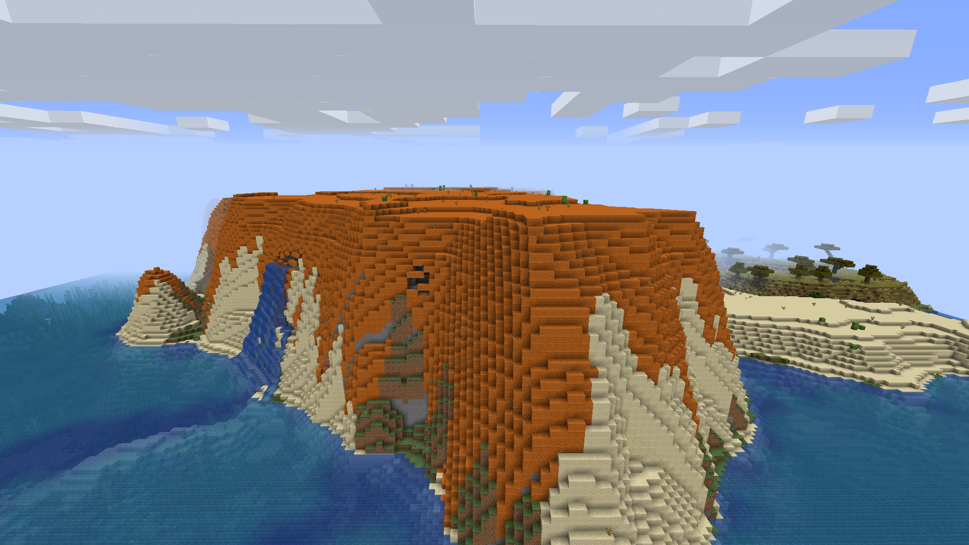 An uncommon biome that shows up as a high, flat red shelf. I had no idea this existed before I made it.