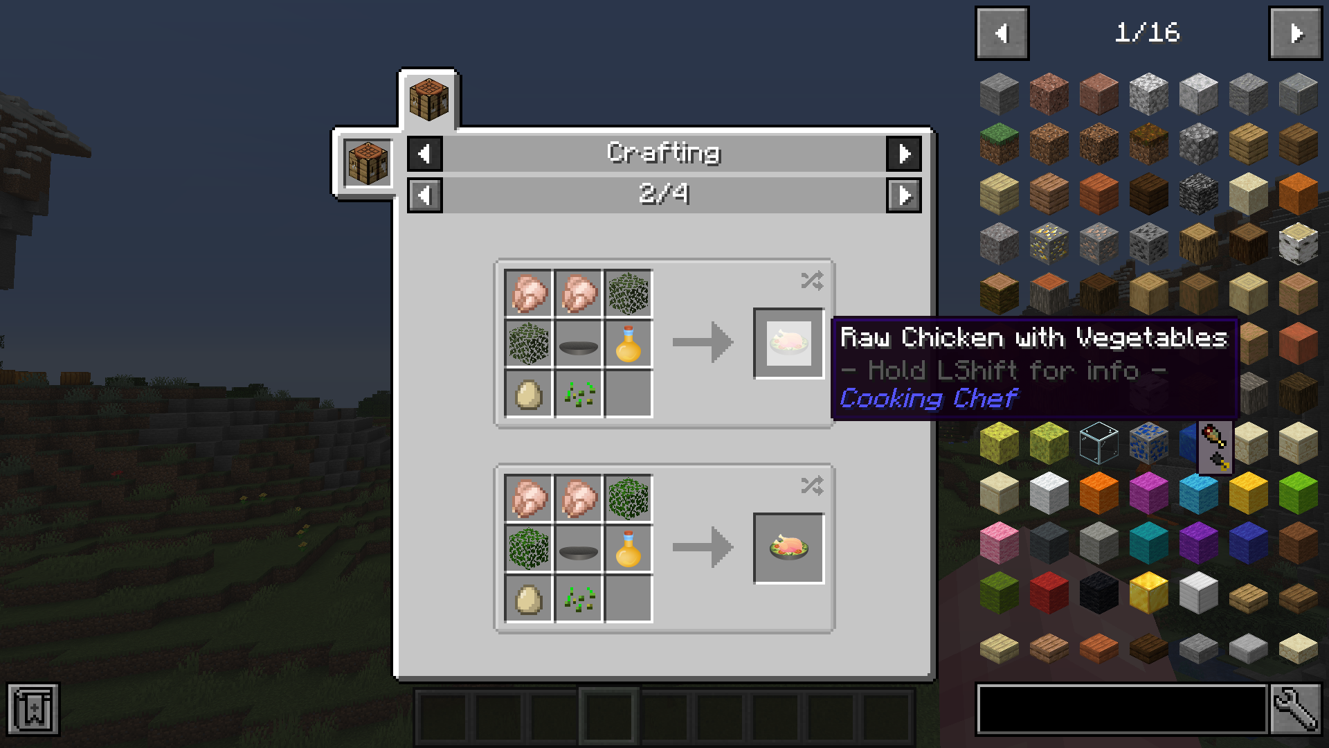 Example of some meat with vegetables crafting