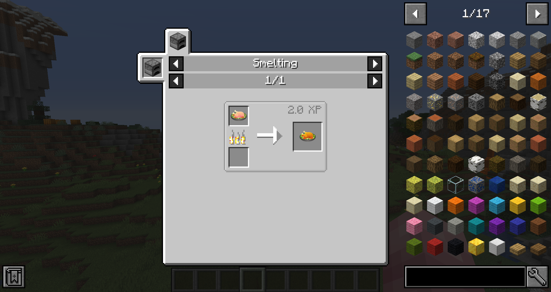 Example of cooking in furnace