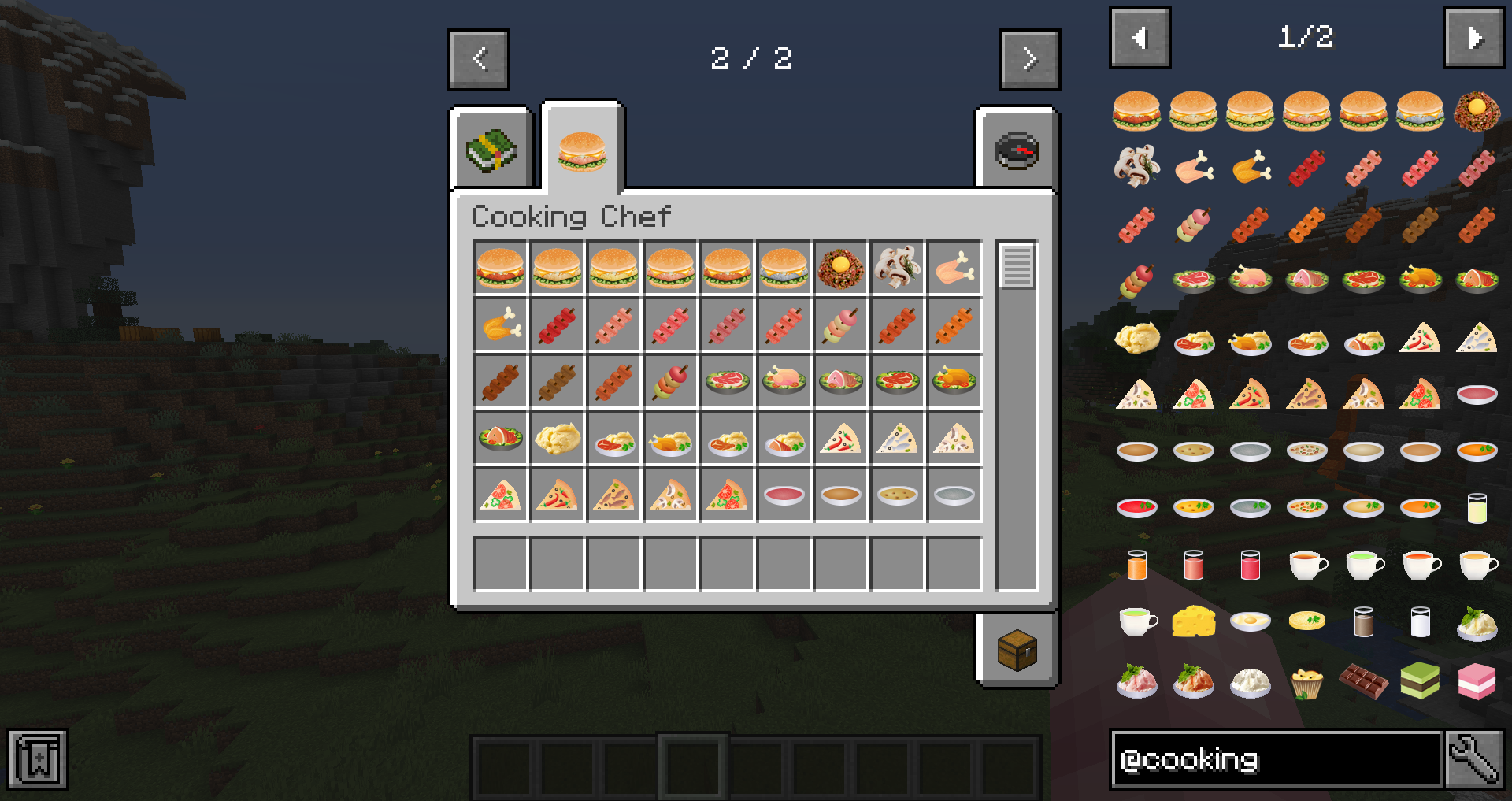 Overview of Cooking Chef items in Creative and JEI