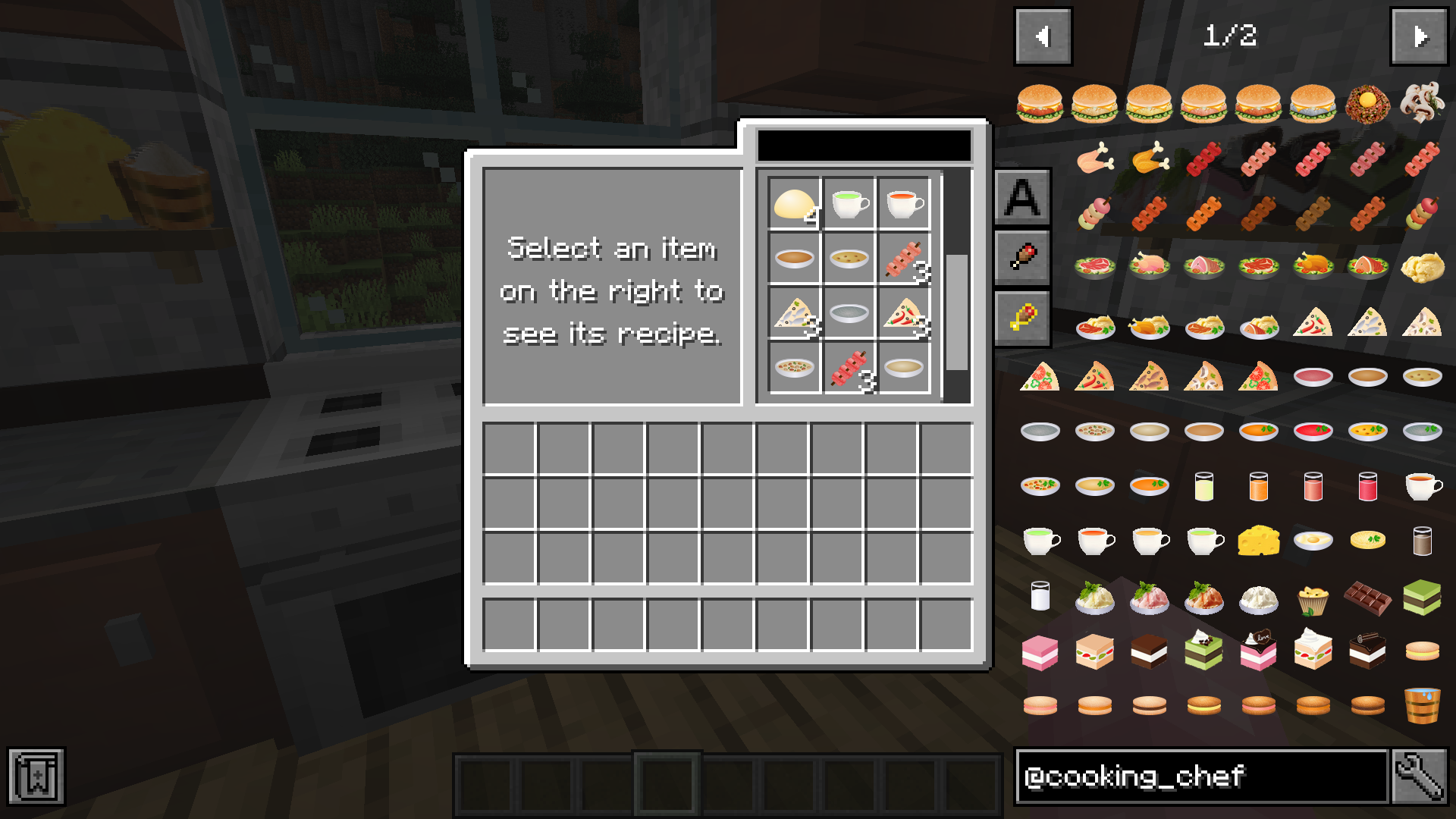 All food recipes are available in "Cooking Table" (from Cooking for Blockheads)