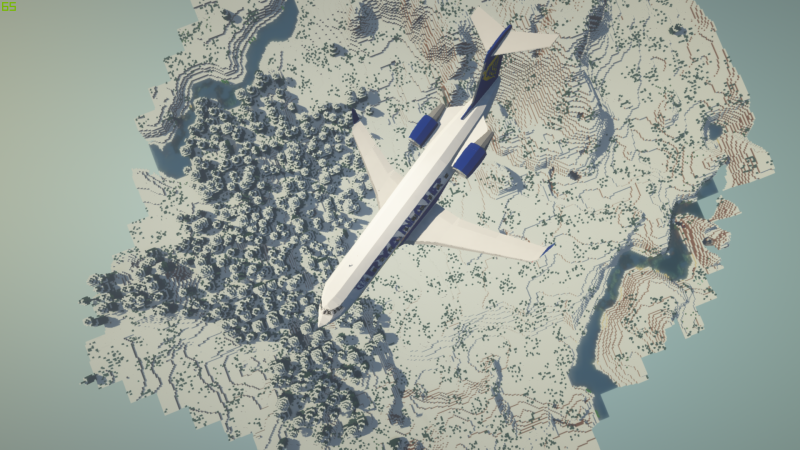 Ryanair CRJ over snowy terrain