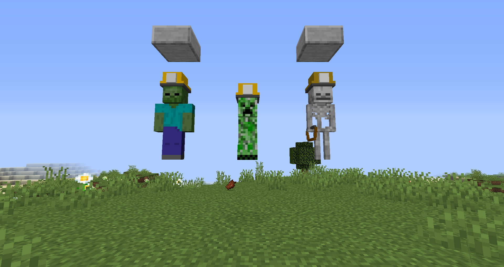 Miner Zombie,Creeper and Skeleton