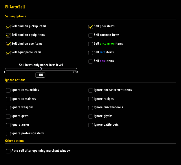 EliAutoSell options