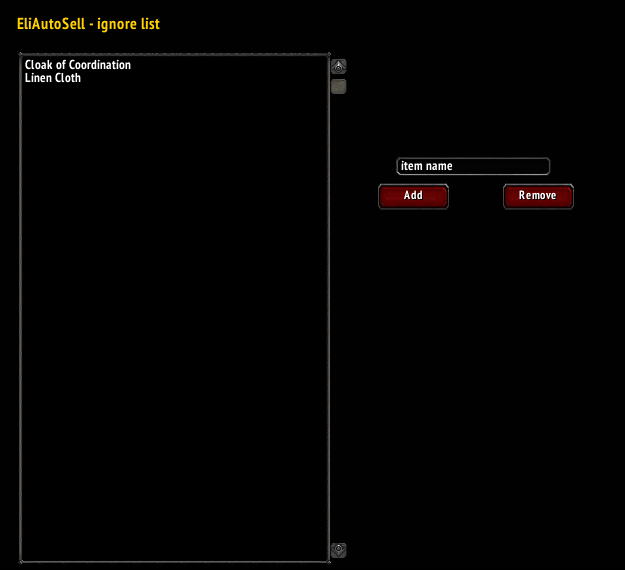 EliAutoSell ignore list