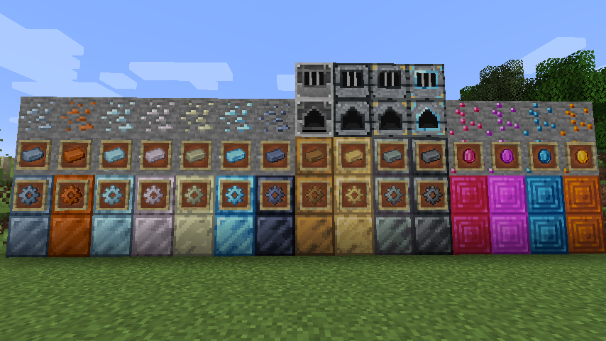 Most of the items and blocks