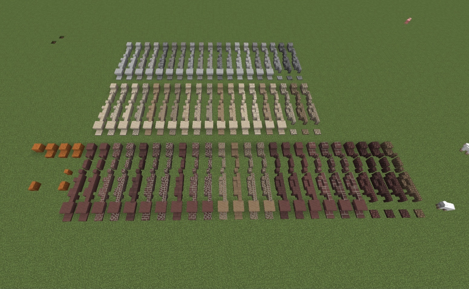 Some of the blocks that the mod introduces to the game!