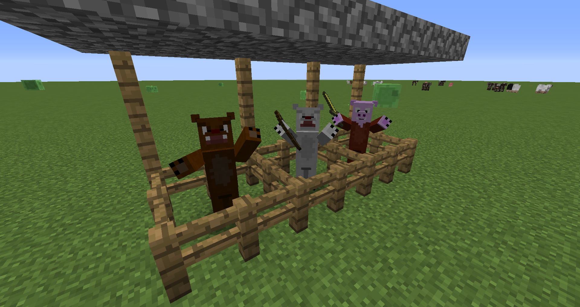 Three of the four remodelled mobs