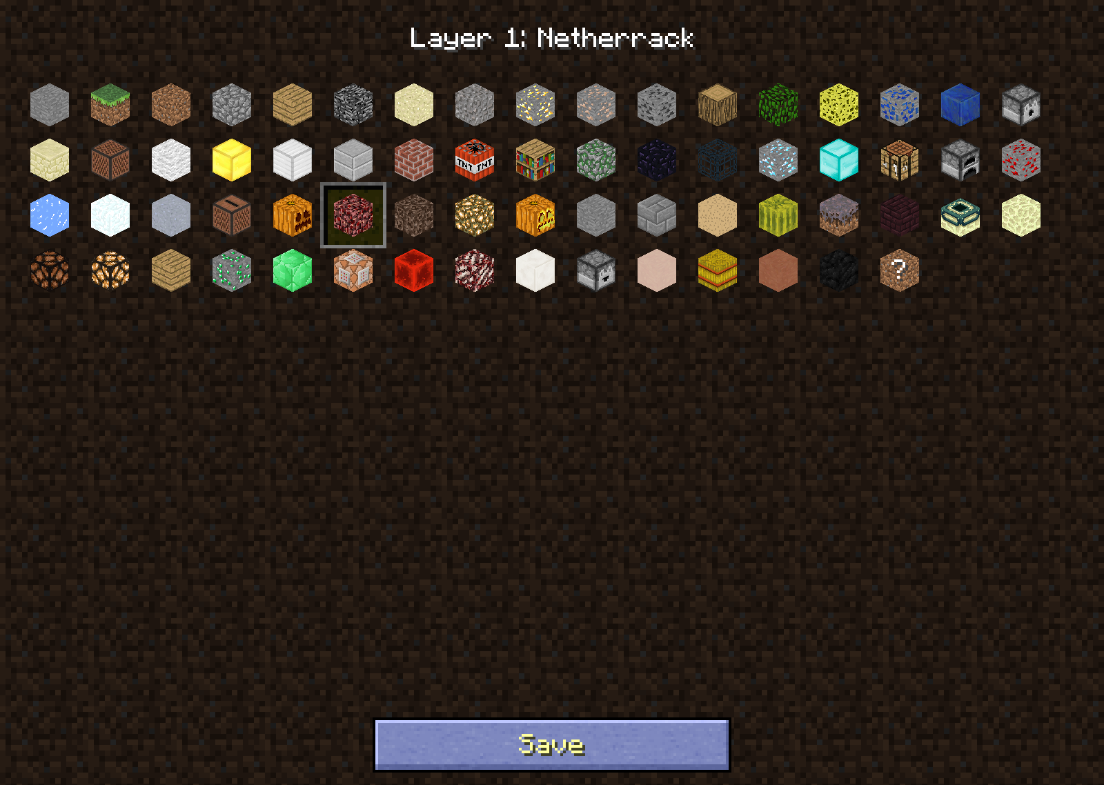 Layer Block Selection Menu